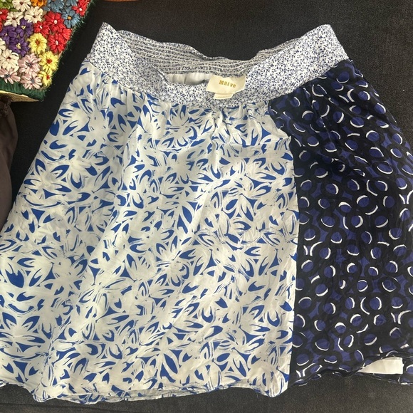 MAEVE ANTHROPOLOGIE CARRIZO MIXED PATTERN 100% SILK MINI SKIRT - Picture 2 of 7